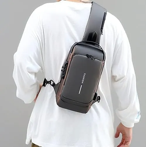 2PCS Carbon Fiber Streamline Anti-Theft Sling Bag