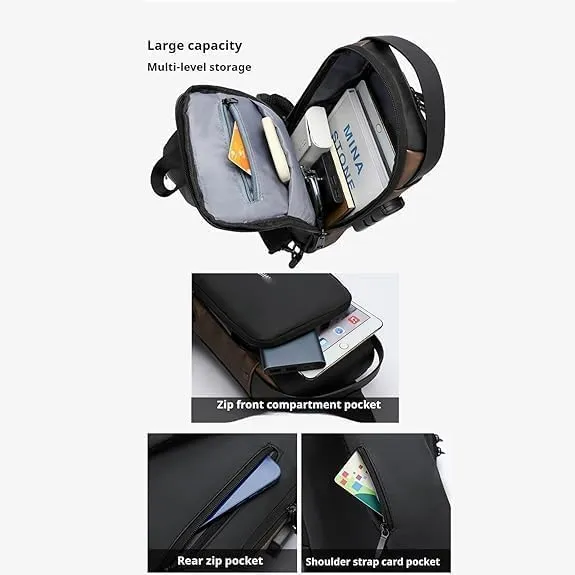 2PCS Carbon Fiber Streamline Anti-Theft Sling Bag