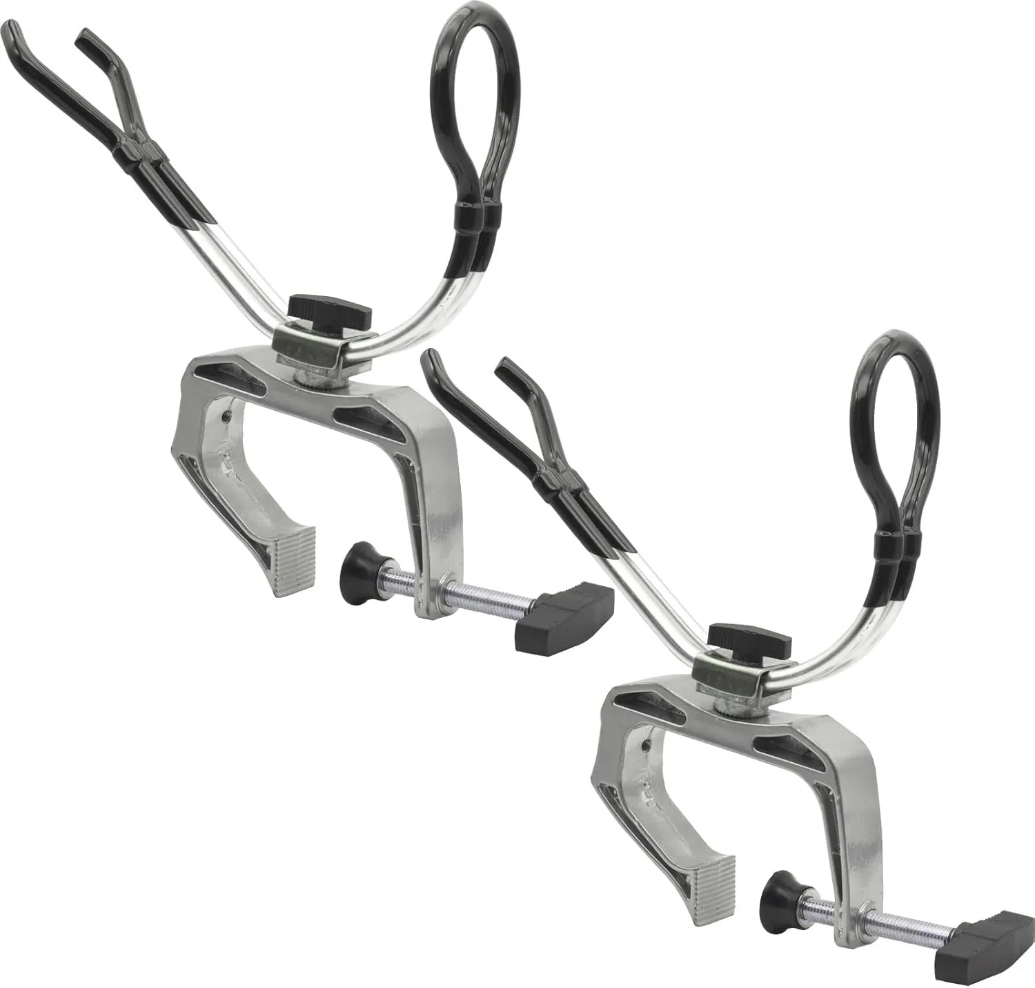 2pcs Fishing Boat Rods Holder with Adjustable Large Clamp Opening 360° Degree Adjustable for Pontoon， Boats ，Bank， Fishing Rod Racks Mount on Horizontal or Vertical Side