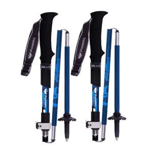 2pcs Folding 5-Section Trekking Poles - Carbon Fiber and Aluminum Alloy Walking Sticks for Mountain Climbing and Hiking