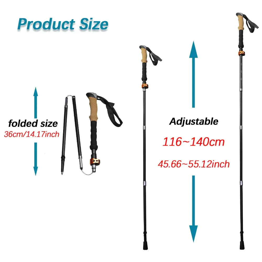 2Pcs Lightweight Carbon & Aluminum Trekking Poles for Hiking