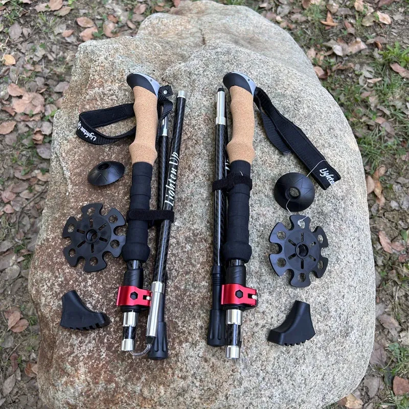 2Pcs Lightweight Carbon & Aluminum Trekking Poles for Hiking