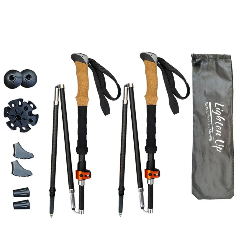 2Pcs Lightweight Carbon & Aluminum Trekking Poles for Hiking