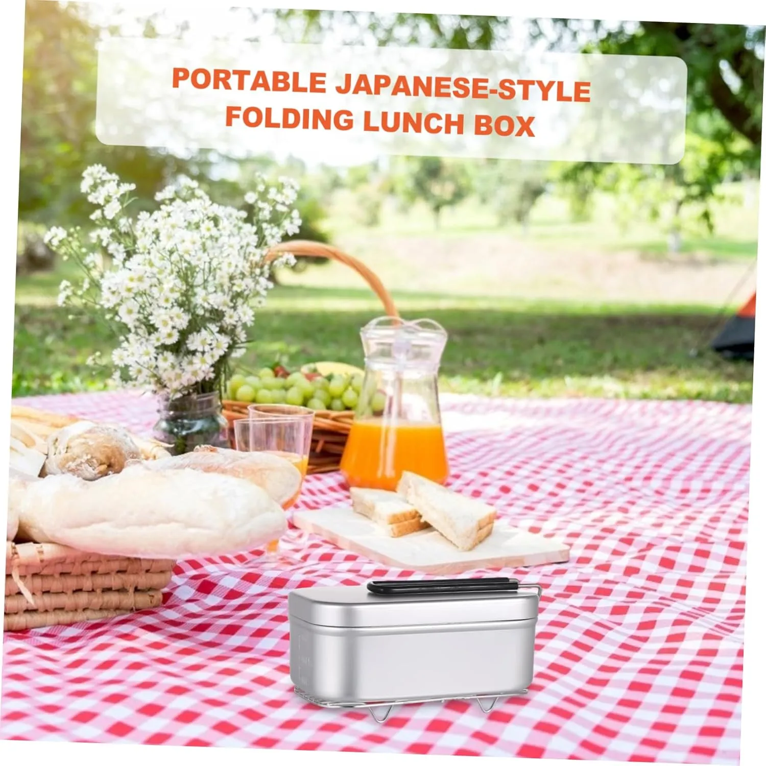 2pcs Outdoor Aluminum Alloy Square Lunch Box Foldable Handle Portable Food Container for Camping Picnic and Student Meals Leak-resistant Design Steamer