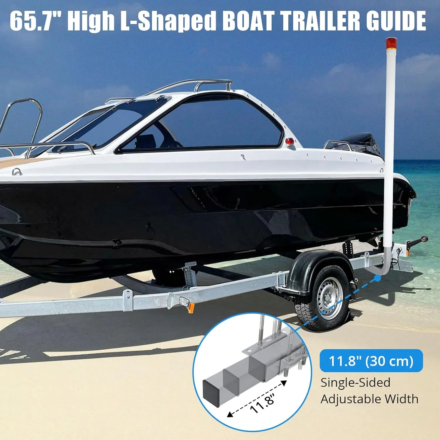 2PCS Rustproof Galvanized Steel Trailer Guide, Boat Trailer Guide, 40"- 60" Adjustable Design Trailer Guide Poles, Trailer Guides with PVC Pipes