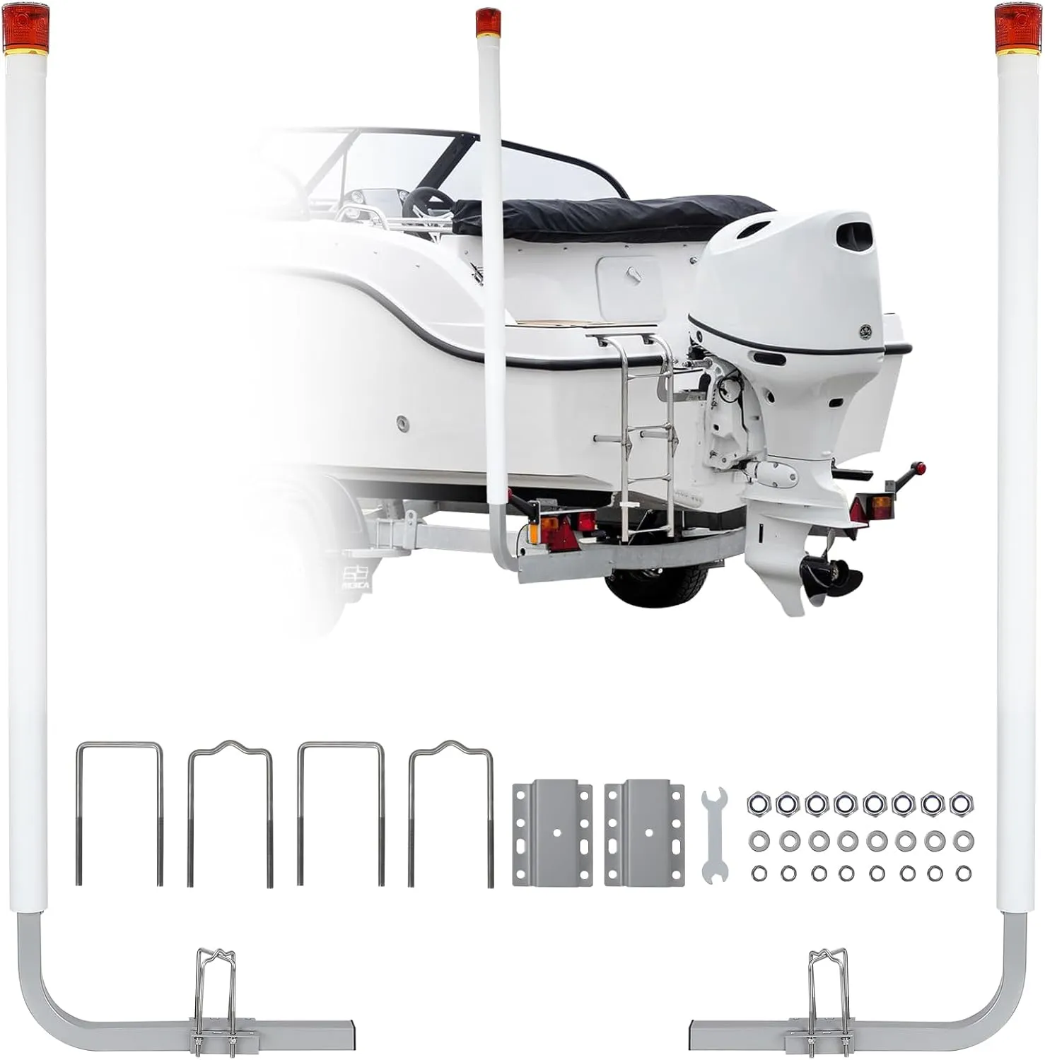 2PCS Rustproof Galvanized Steel Trailer Guide, Boat Trailer Guide, 40"- 60" Adjustable Design Trailer Guide Poles, Trailer Guides with PVC Pipes