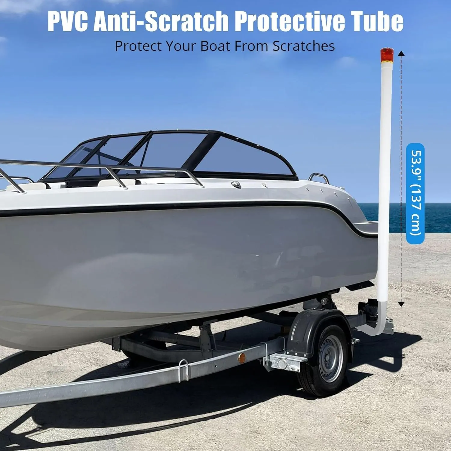 2PCS Rustproof Galvanized Steel Trailer Guide, Boat Trailer Guide, 40"- 60" Adjustable Design Trailer Guide Poles, Trailer Guides with PVC Pipes