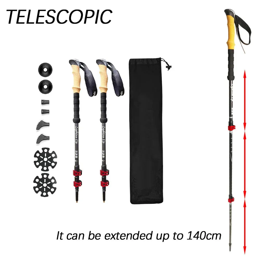 2pcs Telescopic Carbon Fiber Trekking Poles: Lightweight Collapsible