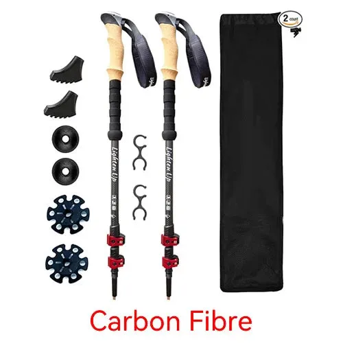 2pcs Telescopic Carbon Fiber Trekking Poles: Lightweight Collapsible