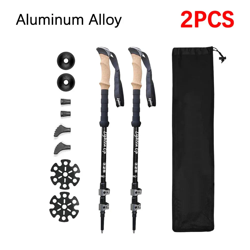 2pcs Telescopic Carbon Fiber Trekking Poles: Lightweight Collapsible