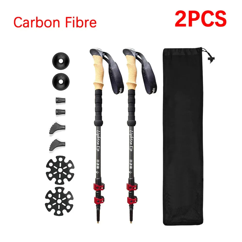 2pcs Telescopic Carbon Fiber Trekking Poles: Lightweight Collapsible