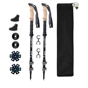 2pcs Telescopic Carbon Fiber Trekking Poles: Lightweight Collapsible