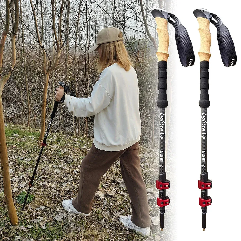 2pcs Telescopic Carbon Fiber Trekking Poles: Lightweight Collapsible