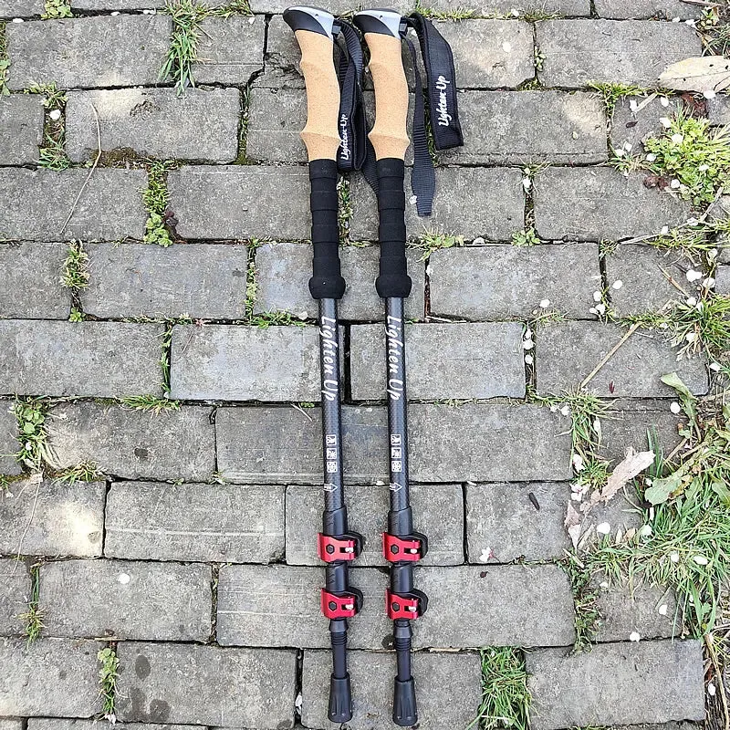 2pcs Telescopic Carbon Fiber Trekking Poles: Lightweight Collapsible