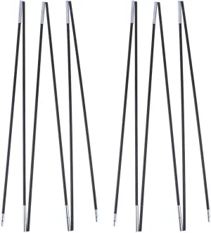 2Pcs Tent Poles Replacement for Camping and Hiking, Fiberglass and Steel, Collapsible with Elastic Cord, 3.26m Length, 7mm Diameter