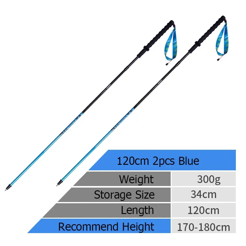 2pcs Ultralight Folding Carbon Fibre Hiking Pole