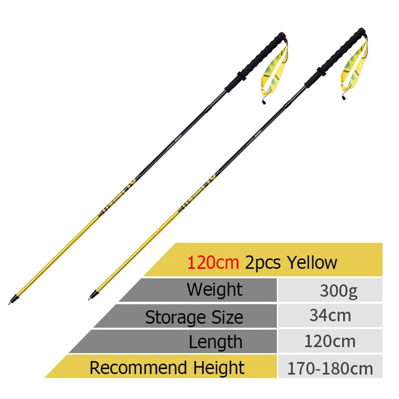 2pcs Ultralight Folding Carbon Fibre Hiking Pole