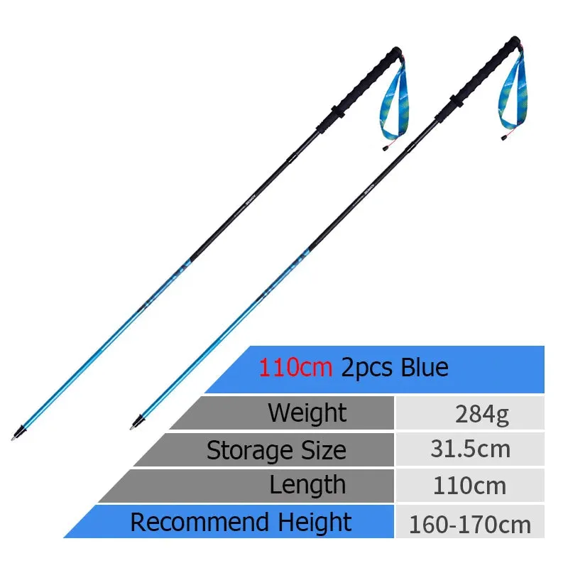 2pcs Ultralight Folding Carbon Fibre Hiking Pole