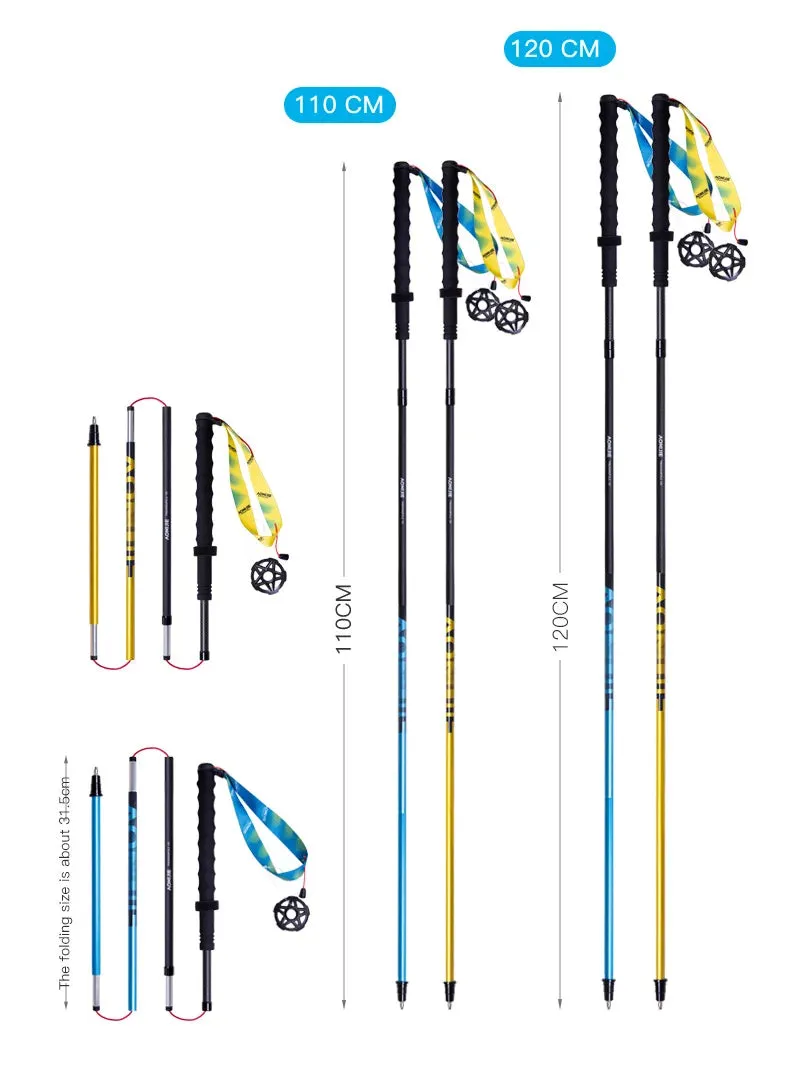 2pcs Ultralight Folding Carbon Fibre Hiking Pole