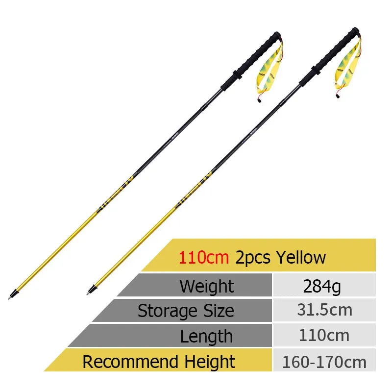 2pcs Ultralight Folding Carbon Fibre Hiking Pole