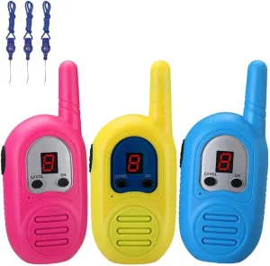3 Pack Kid Walkie Talkies, 2 Miles Transmission Rechargeable Walkie Talkies for Kids with Lanyards for Outdoor Adventure, Best Gift for Boys and Girls(Not Include Rechargeable Batteries)