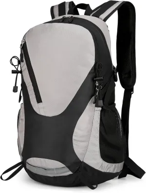 30L Hiking Backpack Men Women, Lightweight Rucksack Backpack with Adjustable Chest Strap, Nylon Casual Daypack Backpack for Camping Biking Outdoor Cycling, Grey