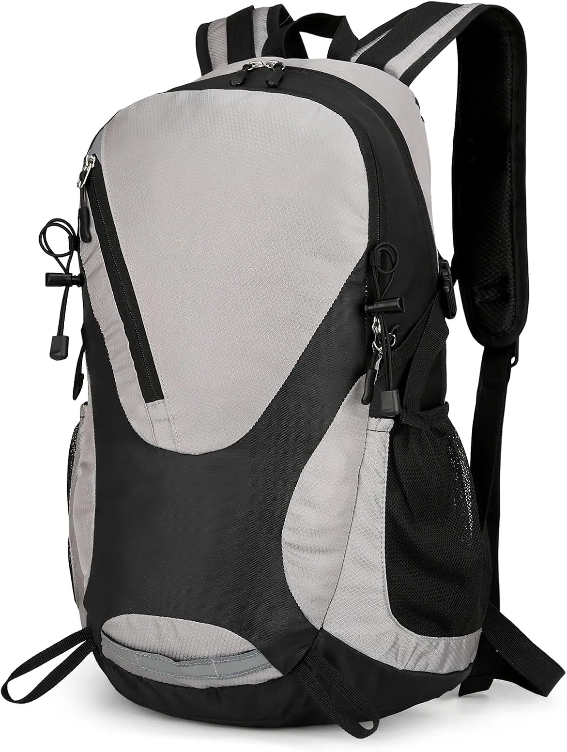30L Hiking Backpack Men Women, Lightweight Rucksack Backpack with Adjustable Chest Strap, Nylon Casual Daypack Backpack for Camping Biking Outdoor Cycling, Grey