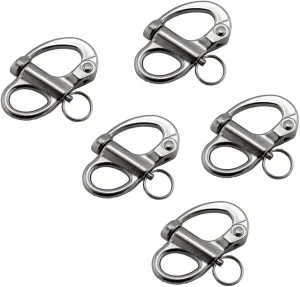 35mm(1-3/8 inch)/52mm(2.04 inch) Fixed Snap Shackles 316 Stainless Steel Bail Snap Shackles with Quick Release Pin for Bracelet and Boat of 5 Pcs