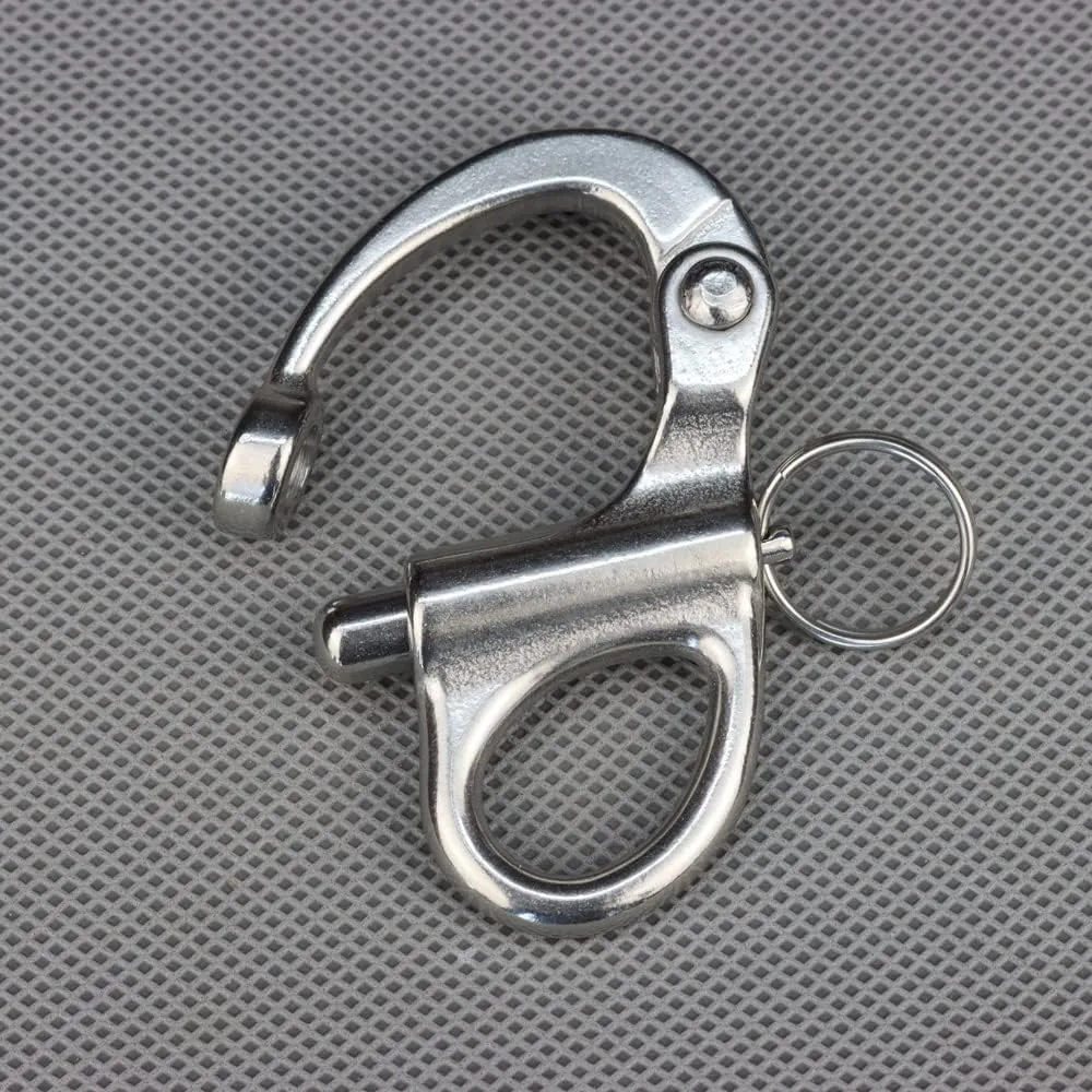 35mm(1-3/8 inch)/52mm(2.04 inch) Fixed Snap Shackles 316 Stainless Steel Bail Snap Shackles with Quick Release Pin for Bracelet and Boat of 5 Pcs