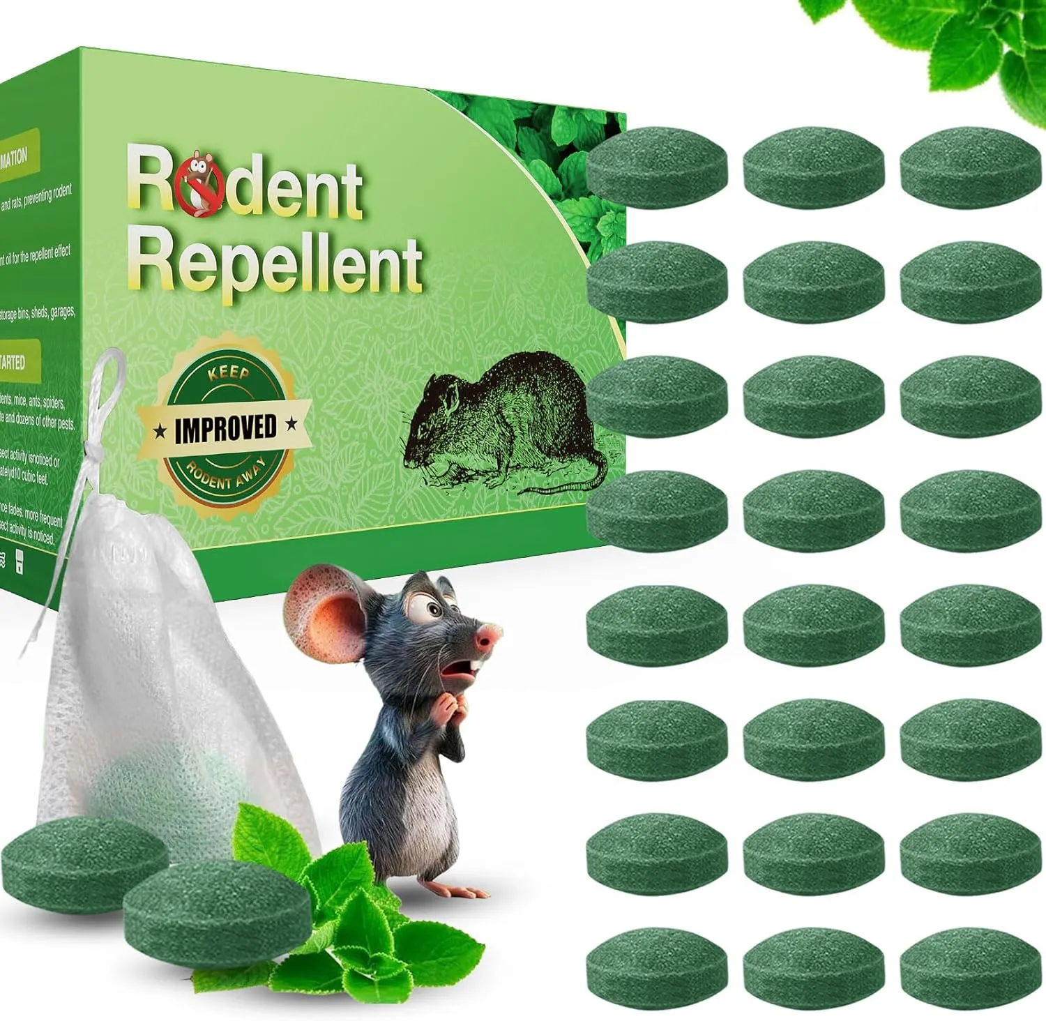 36PCS Rodent Mice Repellent, Peppermint Oil to Repel Mouse and Rats, Rodent Mice Repellent for Car Engines