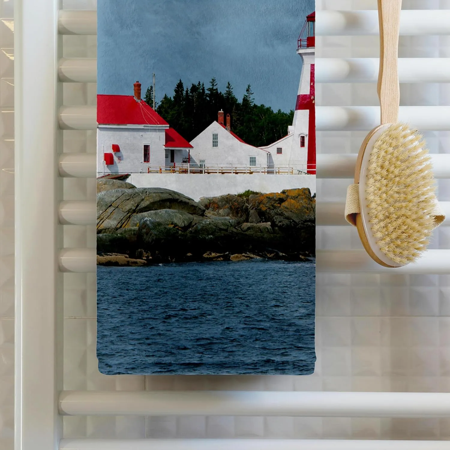 3dRose 22x30 Bath Hand Pool Towel - Canada, New Brunswick, Campobello Island, East Quoddy Lighthouse Canada