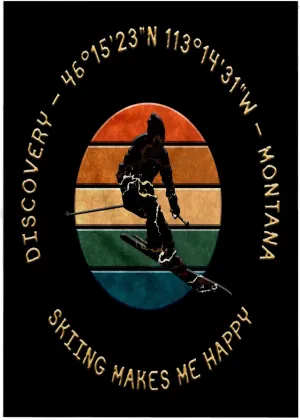 3dRose 22x30 Bath Hand Pool Towel - Discovery, Montana. Man Skier. Yellow, Black. Alpine Skiing Alexis Design - American Skiing Places