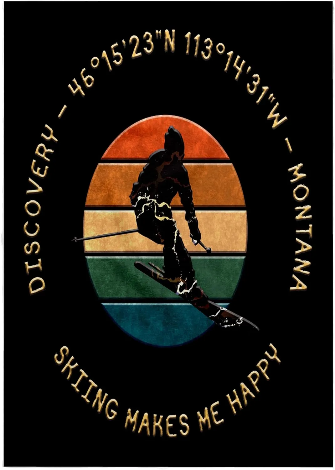 3dRose 22x30 Bath Hand Pool Towel - Discovery, Montana. Man Skier. Yellow, Black. Alpine Skiing Alexis Design - American Skiing Places