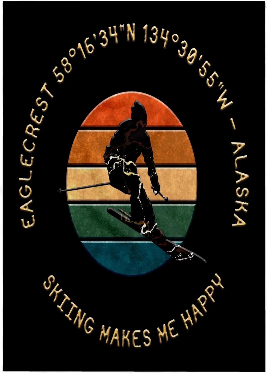 3dRose 22x30 Bath Hand Pool Towel - Eaglecrest, Alaska. Man Skier. Yellow, Black. Alpine Skiing Chic Gift Alexis Design - American Skiing Places