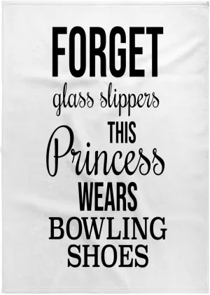 3dRose 22x30 Bath Hand Pool Towel - Forget Glass Slippers This Princess Wears Bowling Shoes Black on White Stamp City - Typography
