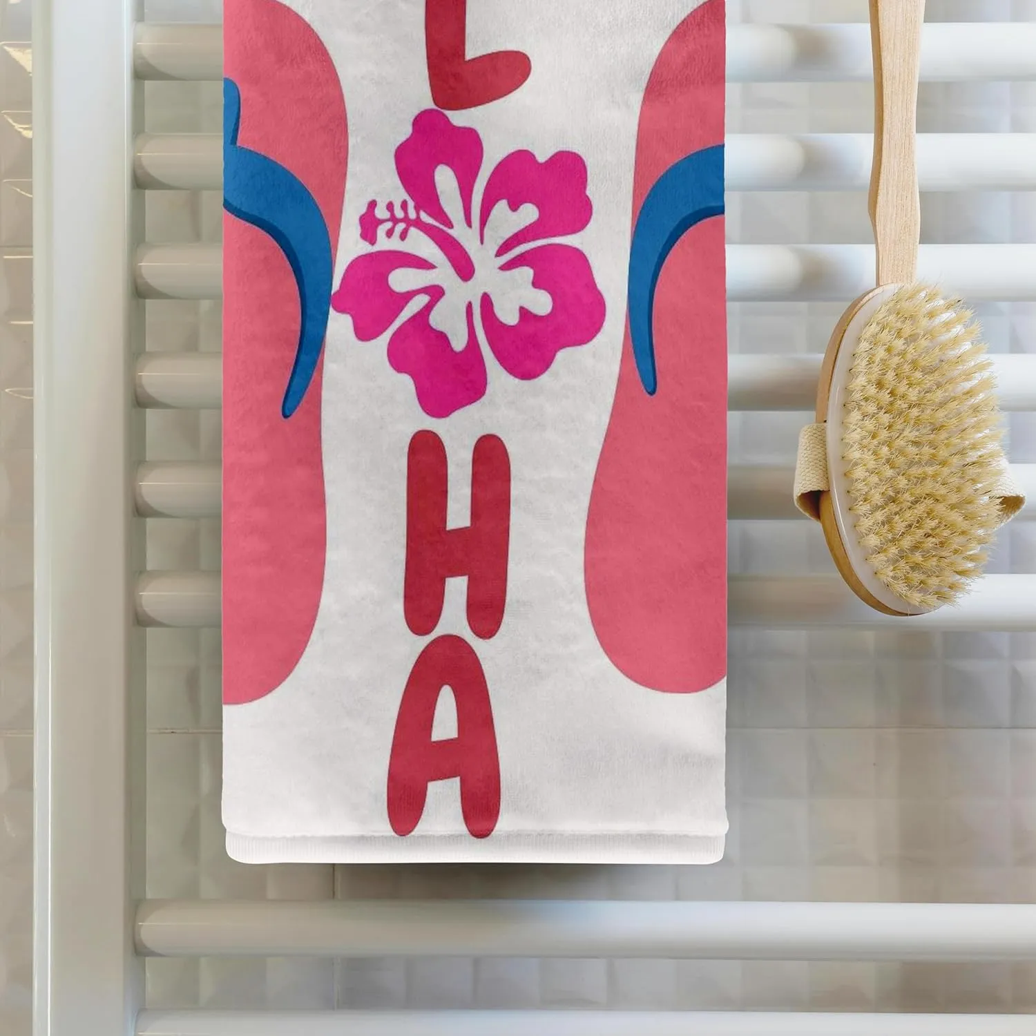 3dRose 22x30 Bath Hand Pool Towel - Image of Slippers with Flower Mary Aikeen-Summer Quotes