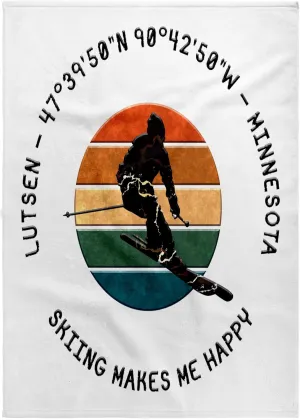 3dRose 22x30 Bath Hand Pool Towel - Lutsen, Minnesota. Man Skier on White. Alpine Skiing, America, Gift Alexis Design - American Skiing Places