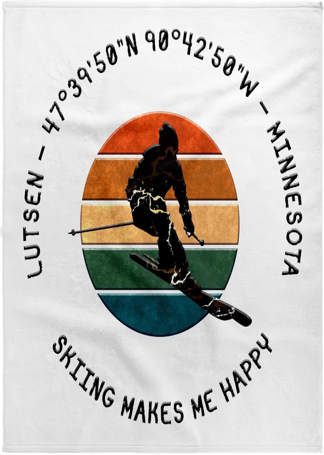 3dRose 22x30 Bath Hand Pool Towel - Lutsen, Minnesota. Man Skier on White. Alpine Skiing, America, Gift Alexis Design - American Skiing Places