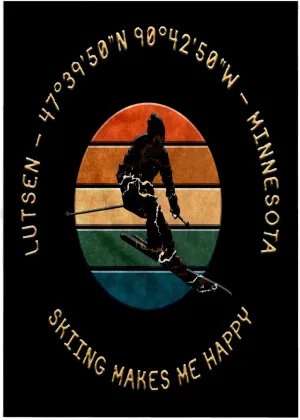 3dRose 22x30 Bath Hand Pool Towel - Lutsen, Minnesota. Man Skier. Yellow, Black. Alpine Skiing Chic Gift Alexis Design - American Skiing Places