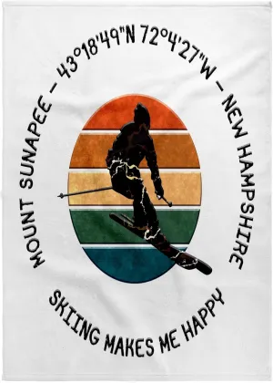 3dRose 22x30 Bath Hand Pool Towel - Mount Sunapee, New Hampshire. Man Skier on White. Alpine Skiing Gift Alexis Design - American Skiing Places
