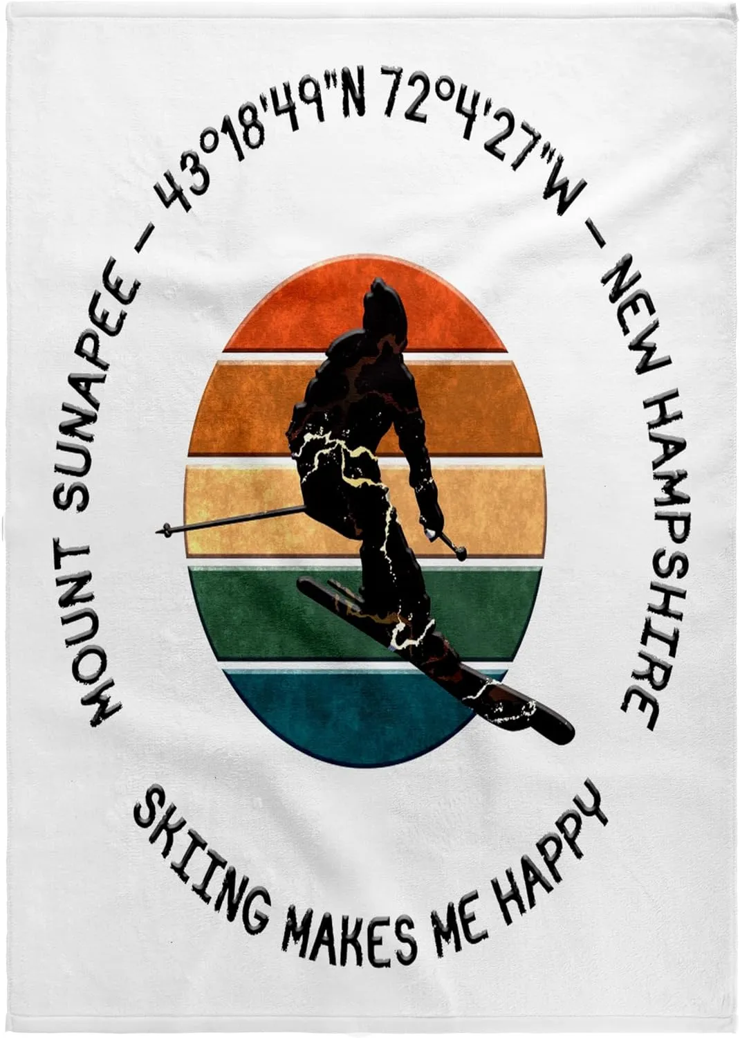3dRose 22x30 Bath Hand Pool Towel - Mount Sunapee, New Hampshire. Man Skier on White. Alpine Skiing Gift Alexis Design - American Skiing Places