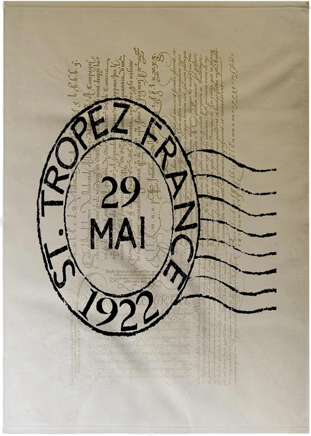 3dRose 22x30 Bath Hand Pool Towel - St. Tropez Vintage French Art Postage Stamp PS Vintage