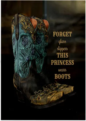 3dRose Cowgirl Boots with Forget Glass Slippers This Princess Wears Boots. - Towels (twl-306488-2)