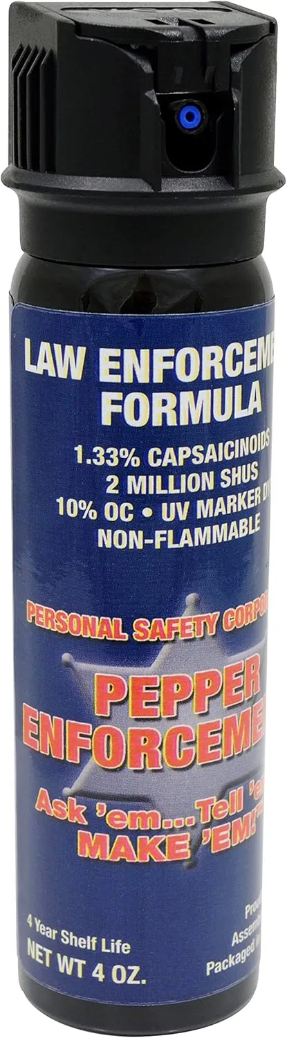 4 oz. Splatter Stream Pepper Spray for Self Defense - Maximum Police Strength 10% OC Formula, Emergency Personal Protection, Flip Top Safety for Quick and Accurate Aim