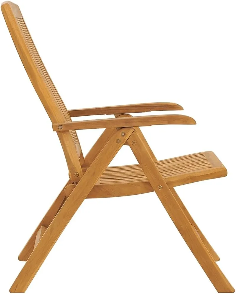 4-Piece Solid Teak Wood Reclining Patio Chairs with Cushions, Adjustable Backrest Outdoor Furniture Set, Foldable Lounge Chairs for Poolside, Beach, Garden and Backyard
