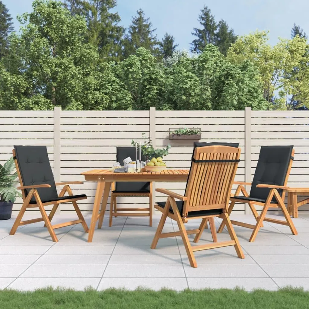 4-Piece Solid Teak Wood Reclining Patio Chairs with Cushions, Adjustable Backrest Outdoor Furniture Set, Foldable Lounge Chairs for Poolside, Beach, Garden and Backyard