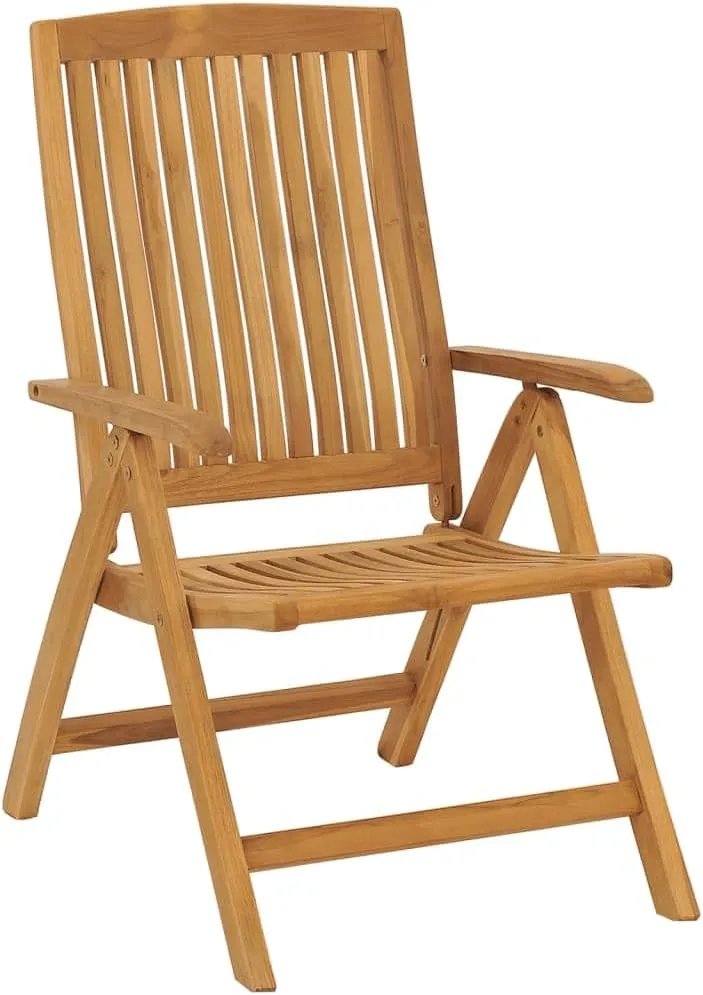 4-Piece Solid Teak Wood Reclining Patio Chairs with Cushions, Adjustable Backrest Outdoor Furniture Set, Foldable Lounge Chairs for Poolside, Beach, Garden and Backyard