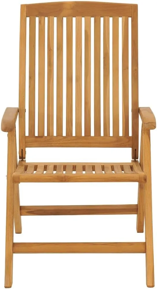 4-Piece Solid Teak Wood Reclining Patio Chairs with Cushions, Adjustable Backrest Outdoor Furniture Set, Foldable Lounge Chairs for Poolside, Beach, Garden and Backyard