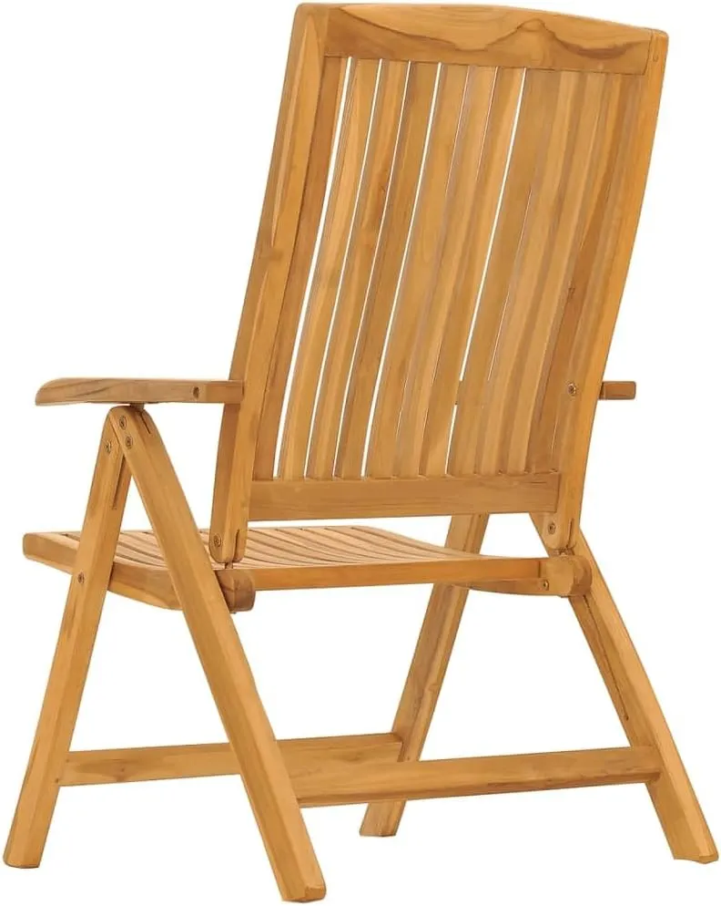 4-Piece Solid Teak Wood Reclining Patio Chairs with Cushions, Adjustable Backrest Outdoor Furniture Set, Foldable Lounge Chairs for Poolside, Beach, Garden and Backyard