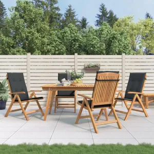 4-Piece Solid Teak Wood Reclining Patio Chairs with Cushions, Adjustable Backrest Outdoor Furniture Set, Foldable Lounge Chairs for Poolside, Beach, Garden and Backyard